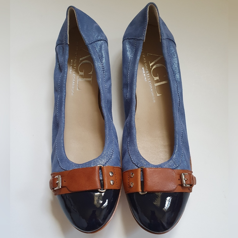 NWOB AGL flats, size 42/12, metallic blue
